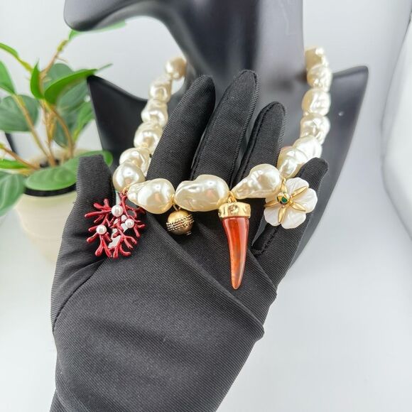 Statement Baroque Pearl Charm Necklace - Bold, Artistic & Unique - Picture 11 of 11